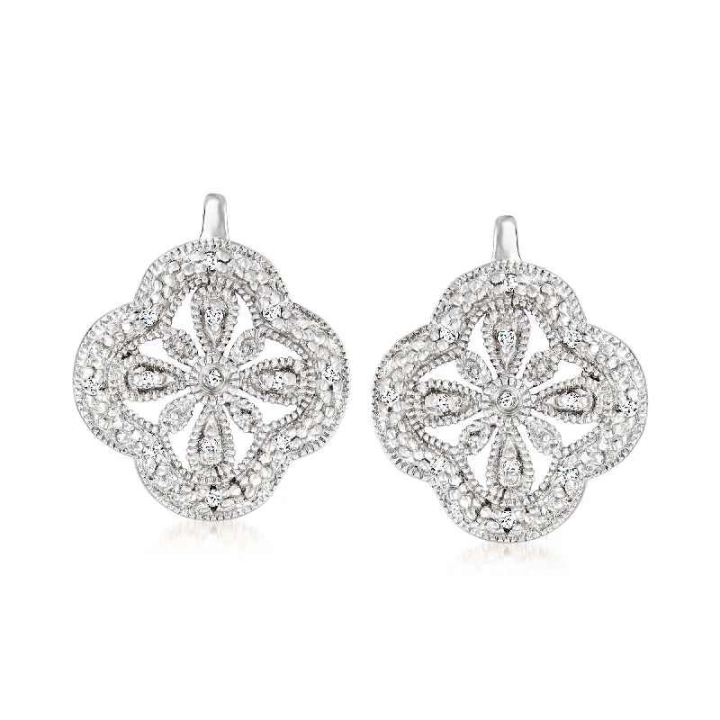 Unmissable Jewelry Clearance – Final Reductions Ross-Simons Openwork Clover Drop Earrings With Diamond Accents in Sterling Silver Unmissable Jewelry Clearance – Final Reductions Ross-Simons Openwork Clover Drop Earrings With Diamond Accents in Sterling Silver