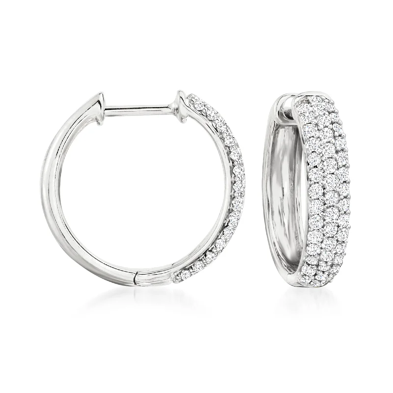 Modern Statement Jewelry For Bold Styling Ross-Simons Pave Diamond Hoop Earrings in Sterling Silver Modern Statement Jewelry For Bold Styling Ross-Simons Pave Diamond Hoop Earrings in Sterling Silver