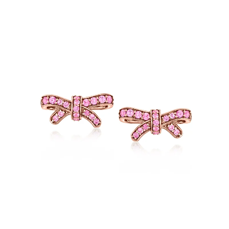Luxury Jewelry Now At Special Promotional Rates Ross-Simons Pink Sapphire Bow Earrings in 18kt Rose Gold Over Sterling Luxury Jewelry Now At Special Promotional Rates Ross-Simons Pink Sapphire Bow Earrings in 18kt Rose Gold Over Sterling