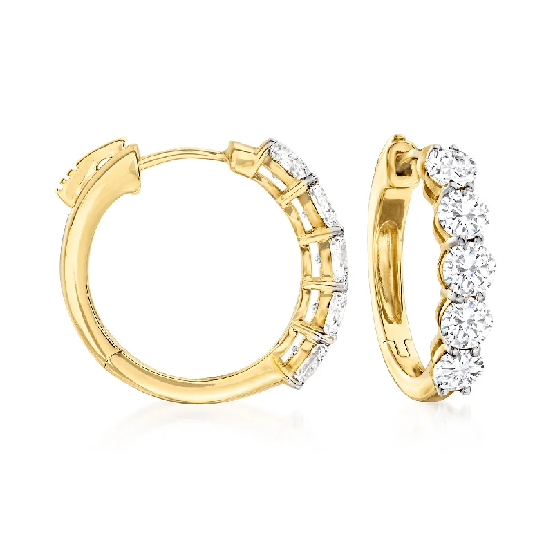 Personalized Engraved Jewelry For Meaningful Gifts Ross-Simons Round Brilliant-Cut Diamond 5-Stone Hoop Earrings in 14kt Yellow Gold Personalized Engraved Jewelry For Meaningful Gifts Ross-Simons Round Brilliant-Cut Diamond 5-Stone Hoop Earrings in 14kt Yellow Gold