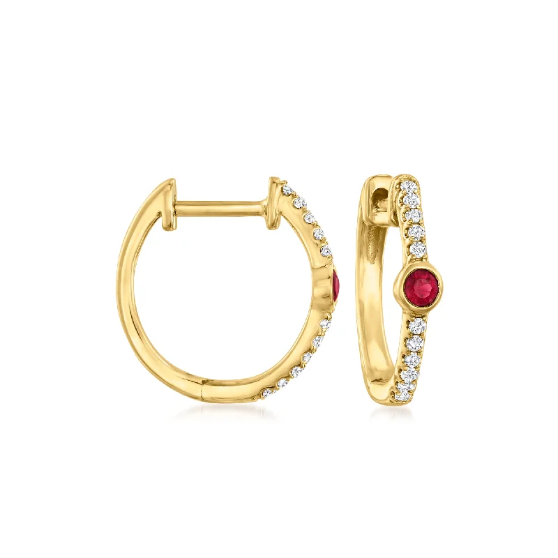Accessorize For Less – Luxury Jewelry At Affordable Prices Ross-Simons Ruby and Diamond-Accented Huggie Hoop Earrings in 14kt Yellow Gold Accessorize For Less – Luxury Jewelry At Affordable Prices Ross-Simons Ruby and Diamond-Accented Huggie Hoop Earrings in 14kt Yellow Gold