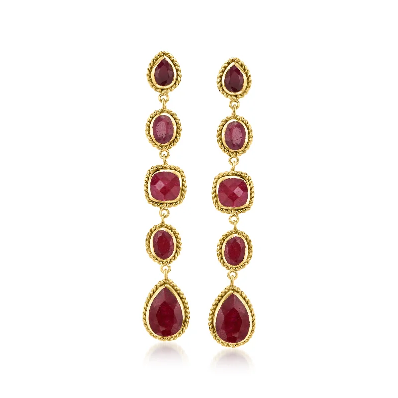 Unmissable Deals On Handmade Jewelry Collections Ross-Simons Ruby Drop Earrings in 18kt Gold Over Sterling