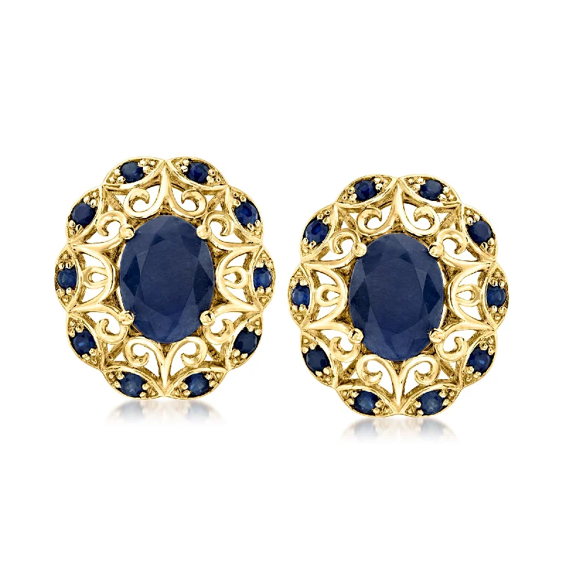 Premium Jewelry, Premium Discounts – Act Fast Ross-Simons Sapphire Openwork Earrings in 14kt Yellow Gold