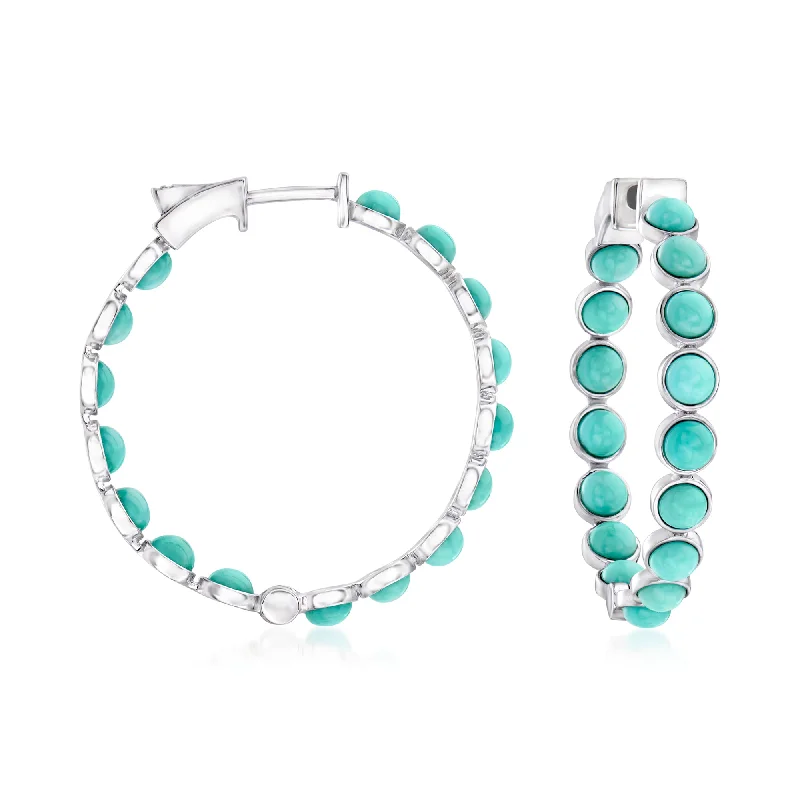 Exclusive Jewelry Bundles At Discounted Prices Ross-Simons Stabilized Turquoise Inside-Outside Hoop Earrings in Sterling Silver Exclusive Jewelry Bundles At Discounted Prices Ross-Simons Stabilized Turquoise Inside-Outside Hoop Earrings in Sterling Silver