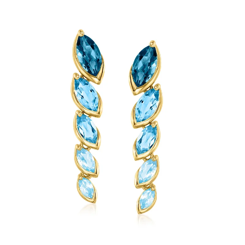 Exclusive Online Jewelry Sale – Don't Wait Ross-Simons Tonal Blue Topaz Drop Earrings in 18kt Gold Over Sterling Exclusive Online Jewelry Sale – Don't Wait Ross-Simons Tonal Blue Topaz Drop Earrings in 18kt Gold Over Sterling