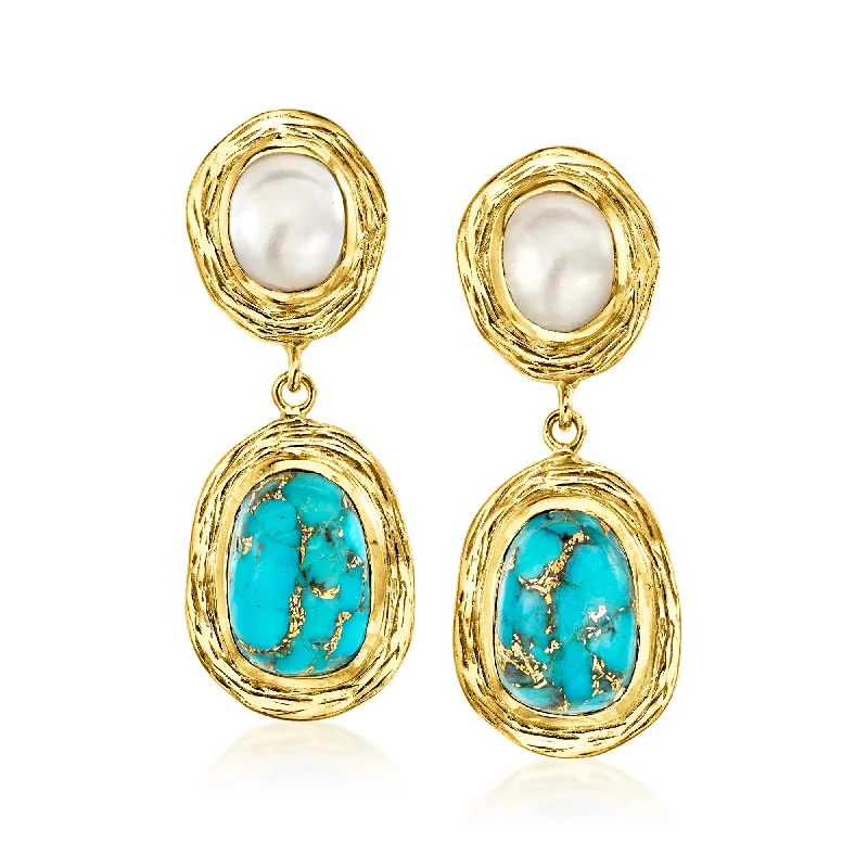 Seasonal Jewelry Deals – Elevate Your Style Ross-Simons Turquoise and 7x9mm Cultured Pearl Drop Earrings in 18kt Gold Over Sterling Seasonal Jewelry Deals – Elevate Your Style Ross-Simons Turquoise and 7x9mm Cultured Pearl Drop Earrings in 18kt Gold Over Sterling