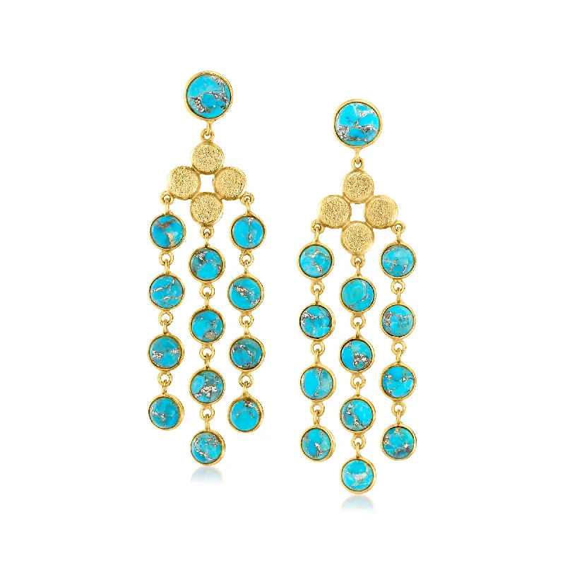 Jewelry Deals That Sparkle – Shop Today Ross-Simons Turquoise Chandelier Earrings in 18kt Gold Over Sterling