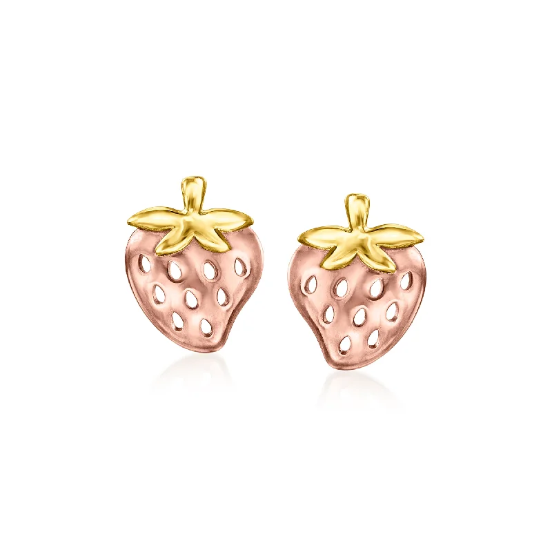 RS Pure by Ross-Simons 14kt 2-Tone Gold Strawberry Earrings