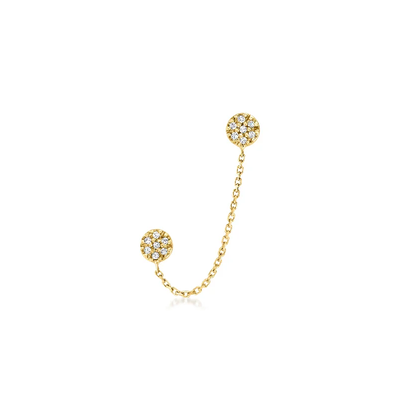 Exclusive Jewelry Markdowns – Limited-Time Offer RS Pure by Ross-Simons 14kt Yellow Gold Double-Piercing Chain Single Earring With Diamond Accents Exclusive Jewelry Markdowns – Limited-Time Offer RS Pure by Ross-Simons 14kt Yellow Gold Double-Piercing Chain Single Earring With Diamond Accents