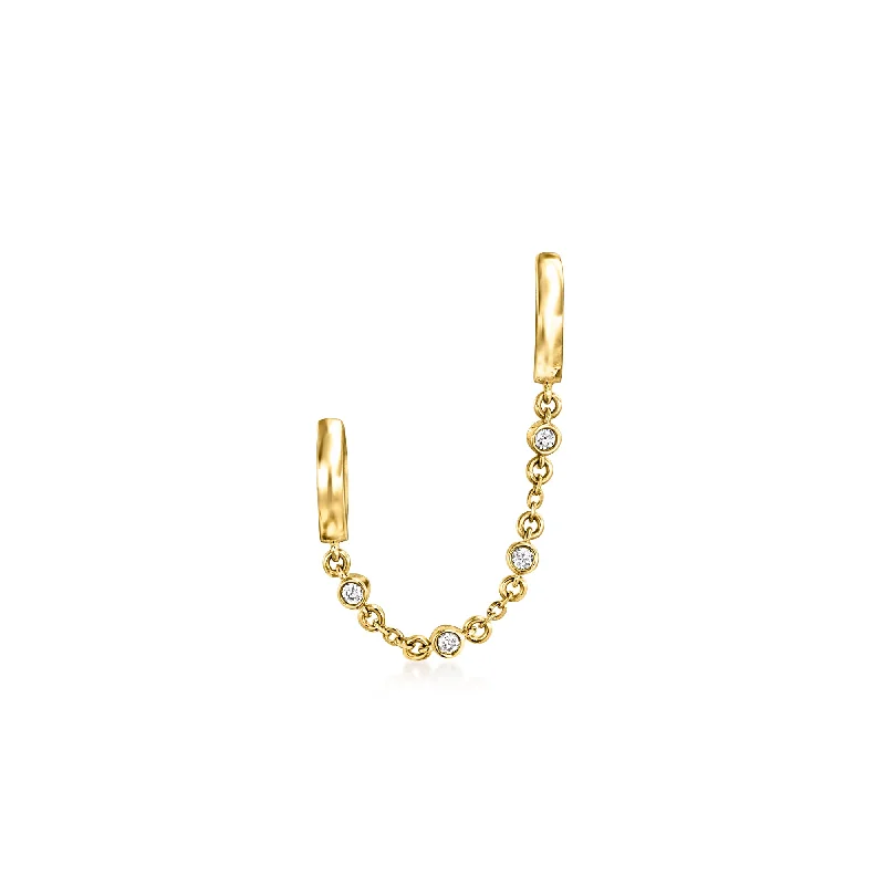 Your Perfect Accessory Now At The Best Price RS Pure by Ross-Simons Diamond-Accented Double-Piercing Single Earring in 14kt Yellow Gold Your Perfect Accessory Now At The Best Price RS Pure by Ross-Simons Diamond-Accented Double-Piercing Single Earring in 14kt Yellow Gold