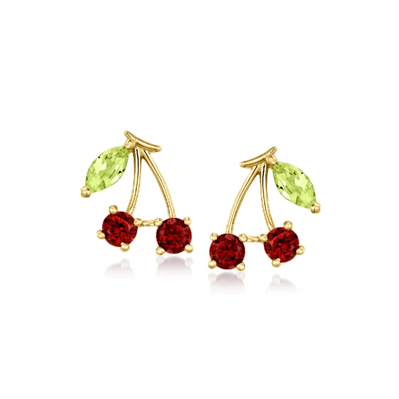 Everyday Jewelry Essentials Now On Sale RS Pure by Ross-Simons Garnet and . Peridot Cherry Earrings in 14kt Yellow Gold Everyday Jewelry Essentials Now On Sale RS Pure by Ross-Simons Garnet and . Peridot Cherry Earrings in 14kt Yellow Gold