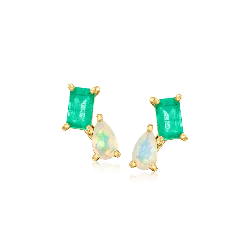 Exclusive Jewelry Bundles At Discounted Rates RS Pure by Ross-Simons Opal and . Emerald Toi Et Moi Earrings in 14kt Yellow Gold Exclusive Jewelry Bundles At Discounted Rates RS Pure by Ross-Simons Opal and . Emerald Toi Et Moi Earrings in 14kt Yellow Gold