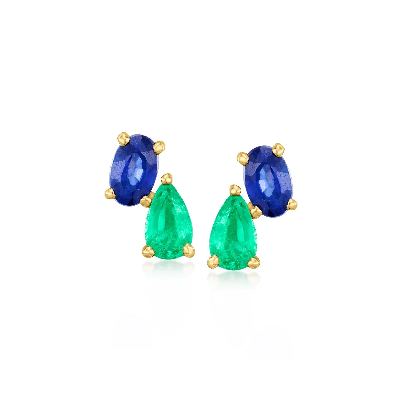 Limited-Stock Jewelry Clearance – Grab Your Favorites Now RS Pure by Ross-Simons Sapphire and . Emerald Toi Et Moi Earrings in 14kt Yellow Gold Limited-Stock Jewelry Clearance – Grab Your Favorites Now RS Pure by Ross-Simons Sapphire and . Emerald Toi Et Moi Earrings in 14kt Yellow Gold