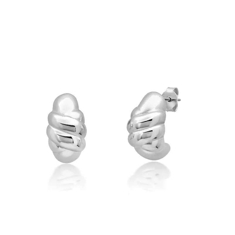 Grab Exquisite Jewelry At The Lowest Prices Sterling Silver Twist J-Hoop Earrings