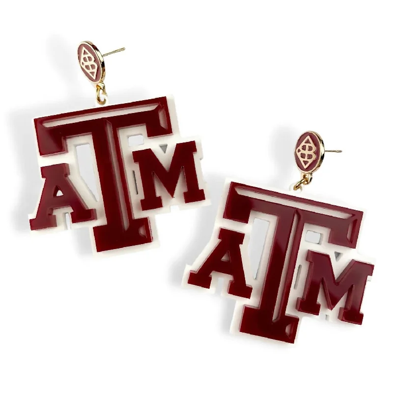Must-Have Jewelry At Unbelievable Discounts Texas A&m Logo Earrings In Maroon And White