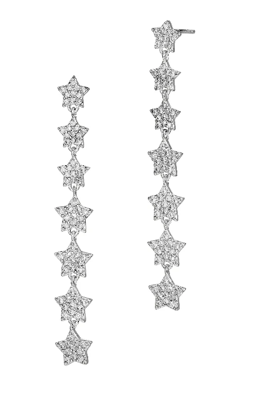 White CZ Star dangle earrings