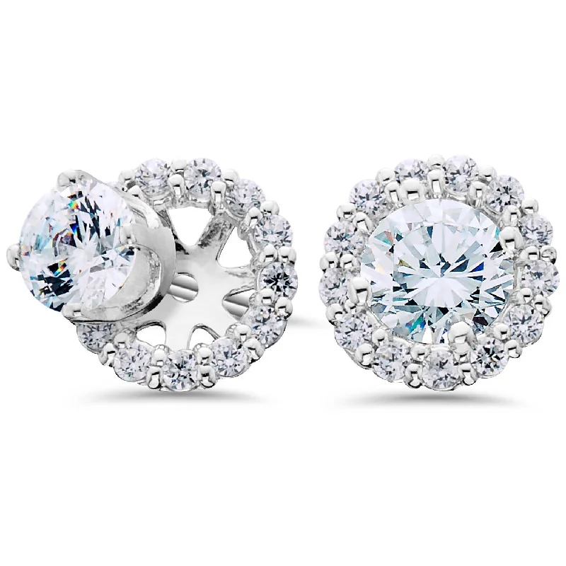 Holiday Jewelry Sale – Perfect Gifts At The Best Prices Women's 5/8ct Diamond Studs & Halo Earring Jackets Solid 14k White Gold Holiday Jewelry Sale – Perfect Gifts At The Best Prices Women's 5/8ct Diamond Studs & Halo Earring Jackets Solid 14k White Gold