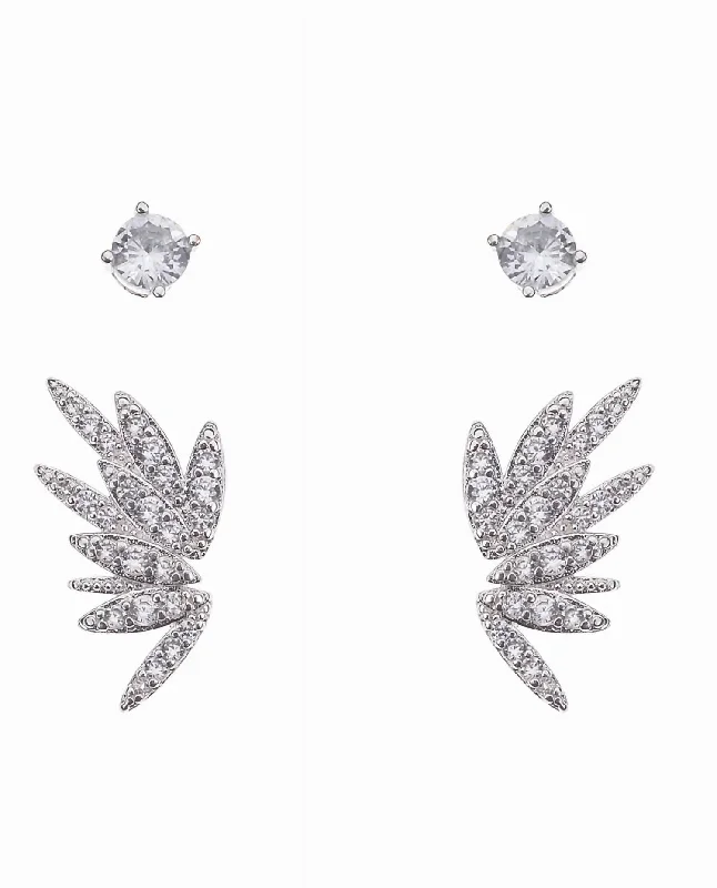 Versatile Layering Jewelry For Effortless Chic Women's Duo Rhinestone Earring Set In Silver Versatile Layering Jewelry For Effortless Chic Women's Duo Rhinestone Earring Set In Silver