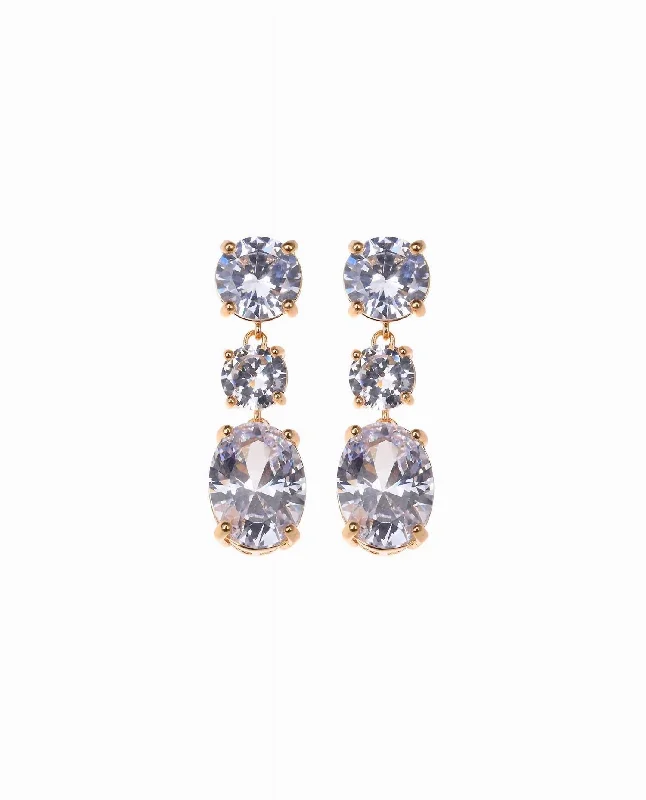 Exclusive Jewelry Sale – Shine For Less Women's Three Stone Drop Earrings In Gold