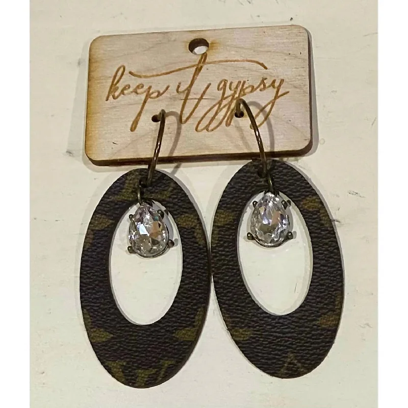 Limited-Stock Jewelry Sale – Once It's Gone, It's Gone Women's Upcycled Cut Out Earrings With Crystal Stone In Army Green Multi Limited-Stock Jewelry Sale – Once It's Gone, It's Gone Women's Upcycled Cut Out Earrings With Crystal Stone In Army Green Multi