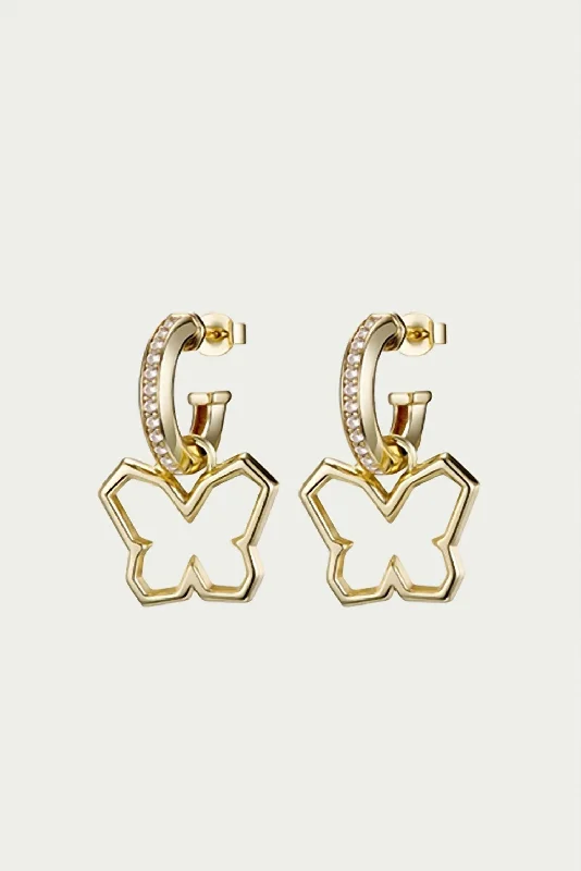 Affordable Gold-Plated Jewelry For Modern Fashion Y2K Butterfly Charm Earrings In Gold/clear