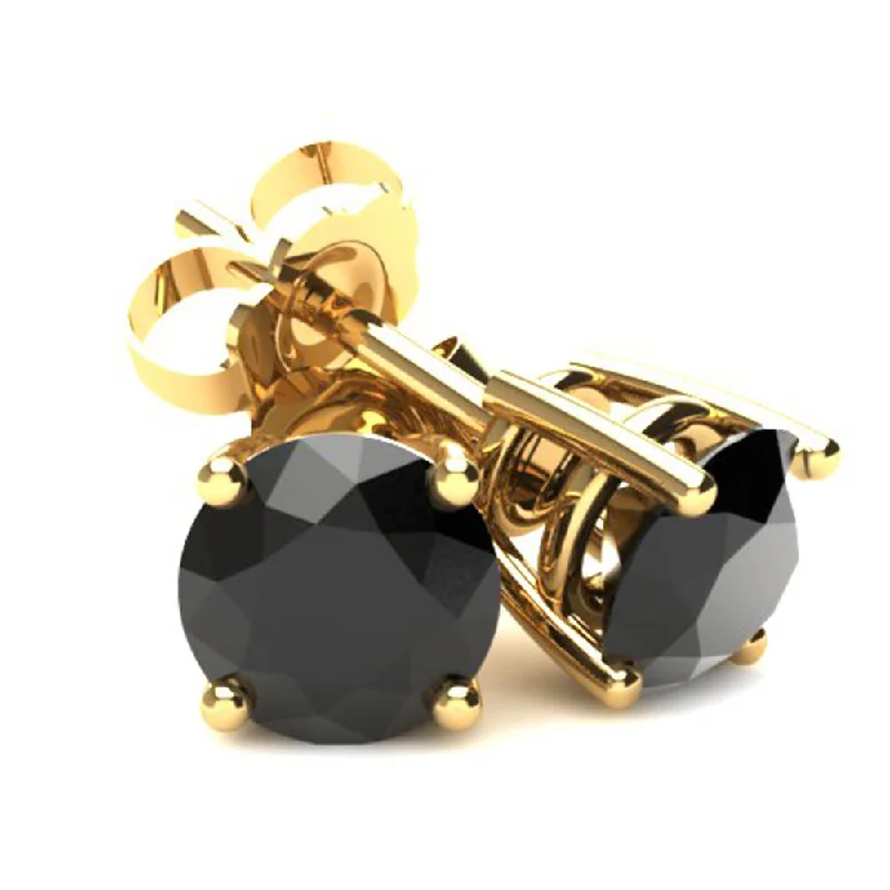Unique Jewelry Designs Now At Discounted Rates Yellow Gold 3/4ct Round Cut Black Diamond Studs Unique Jewelry Designs Now At Discounted Rates Yellow Gold 3/4ct Round Cut Black Diamond Studs