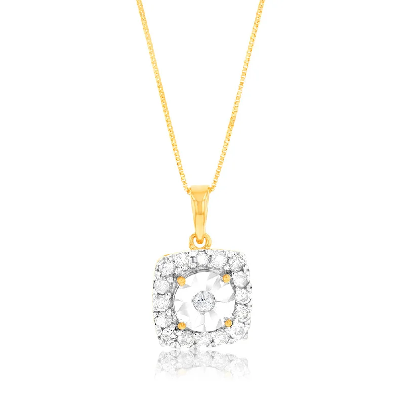 Fashion-Forward Jewelry At Exclusive Discounts 10ct Yellow Gold 1/3 Carat with 17 Brilliant Diamonds Square Pendant Fashion-Forward Jewelry At Exclusive Discounts 10ct Yellow Gold 1/3 Carat with 17 Brilliant Diamonds Square Pendant