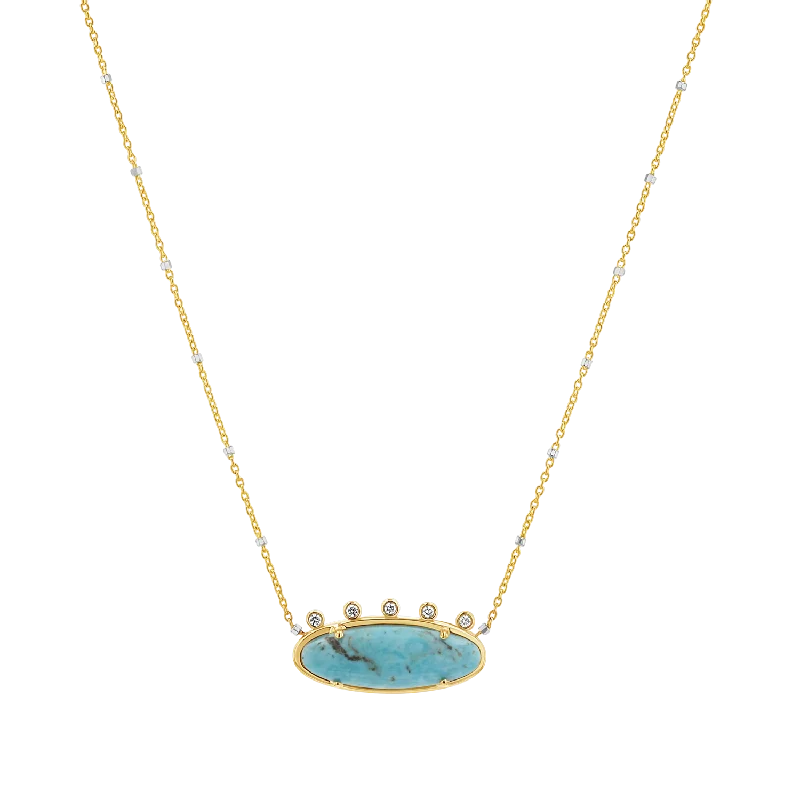 Fine Jewelry, Limited-Time Offers Available Diamond Oval Turquoise Necklace