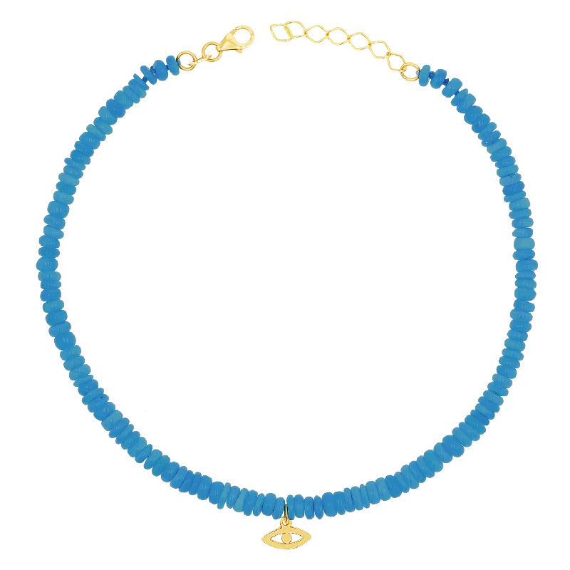 Jewelry Clearance Sale – Final Reductions Evil Eye Neon Blue Opal Anklet