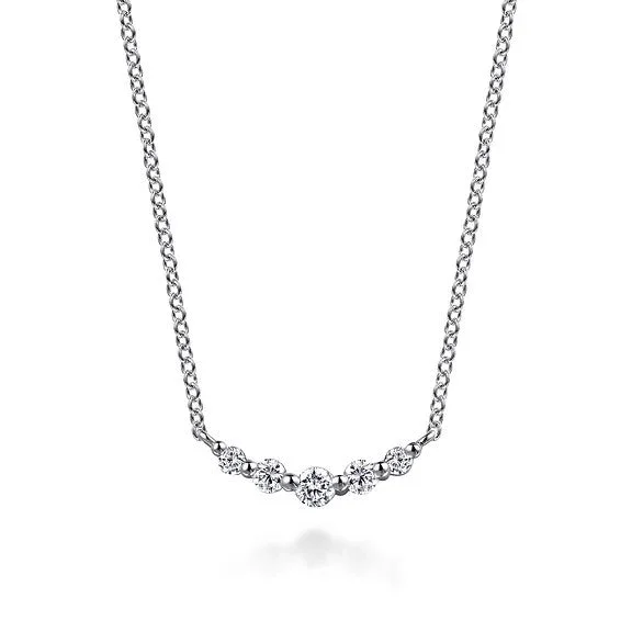 Discounted Jewelry For A Glamorous Look 14K White Gold White Sapphire Bar Necklace