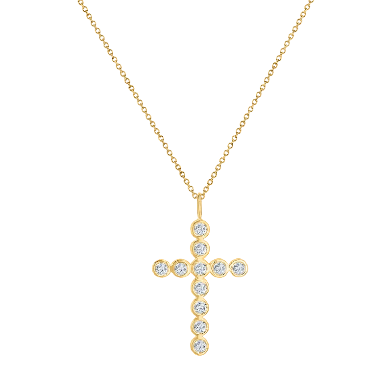 Fashion-Forward Geometric Jewelry For Contemporary Style Grand Diamond Bezel Cross Necklace Fashion-Forward Geometric Jewelry For Contemporary Style Grand Diamond Bezel Cross Necklace