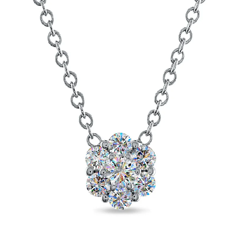 Huge Savings On Timeless Jewelry Collections 14KWG 0.50CTW FOF DIA FLOWER CLUSTER NECKLACE Huge Savings On Timeless Jewelry Collections 14KWG 0.50CTW FOF DIA FLOWER CLUSTER NECKLACE