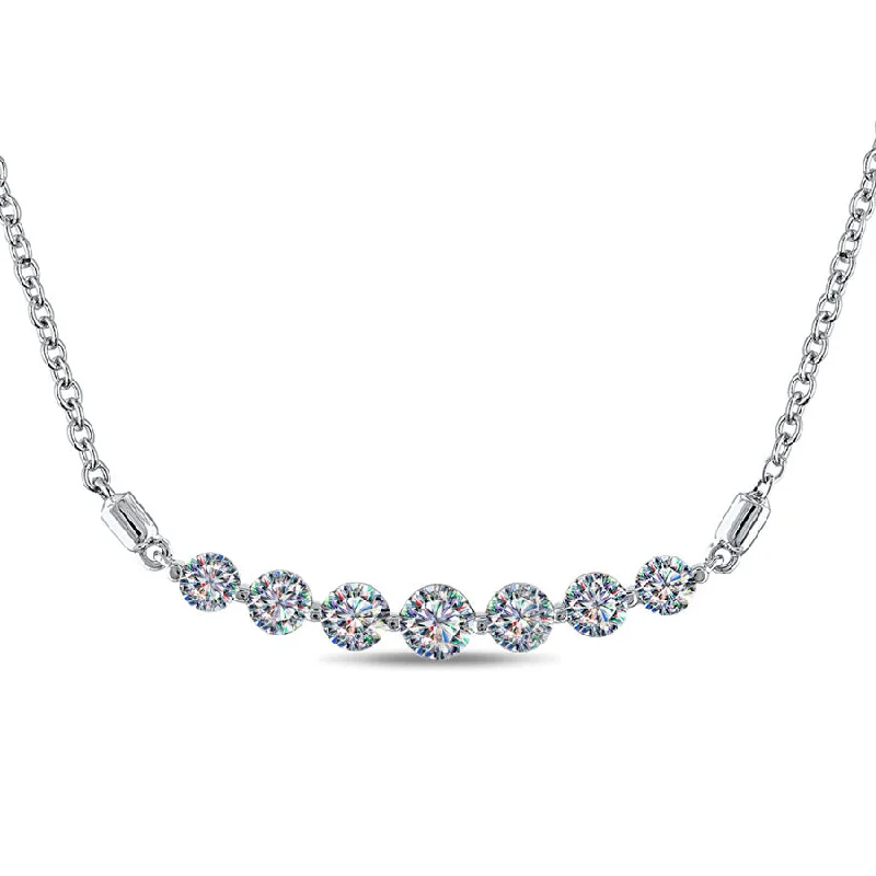 Luxury Jewelry Sale – Sparkle For Less 14KWG 1.50CTW FOF DIA CURVED BAR NECKLACE