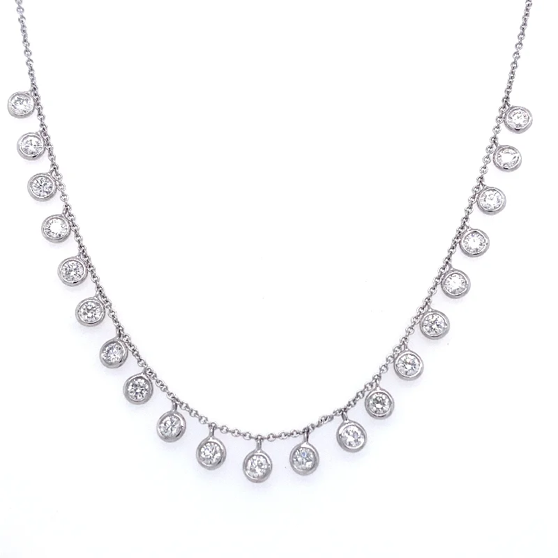 Affordable Glamour – Premium Jewelry For Less 18K White Gold Round Diamond Bezel Station Necklace (2.20ctw) Affordable Glamour – Premium Jewelry For Less 18K White Gold Round Diamond Bezel Station Necklace (2.20ctw)