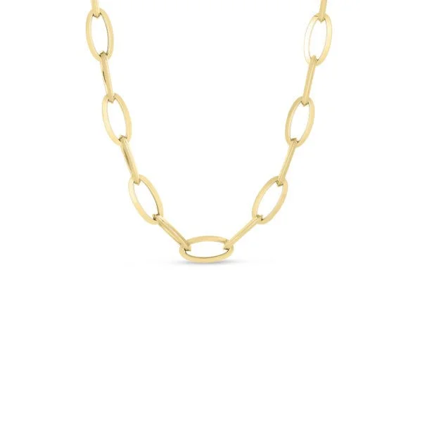 The Perfect Jewelry Piece At The Perfect Price 18K YELLOW DESIGNER GOLD KNIFE EDGE OVAL LINK CHAIN The Perfect Jewelry Piece At The Perfect Price 18K YELLOW DESIGNER GOLD KNIFE EDGE OVAL LINK CHAIN