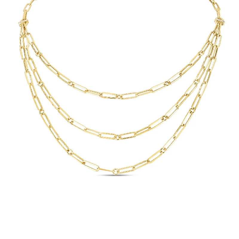 Huge Markdowns On Premium Jewelry Styles 18K YELLOW DESIGNER GOLD TRIPLE STRAND PAPERCLIP CHAIN & DIAMOND NECKLACE Huge Markdowns On Premium Jewelry Styles 18K YELLOW DESIGNER GOLD TRIPLE STRAND PAPERCLIP CHAIN & DIAMOND NECKLACE