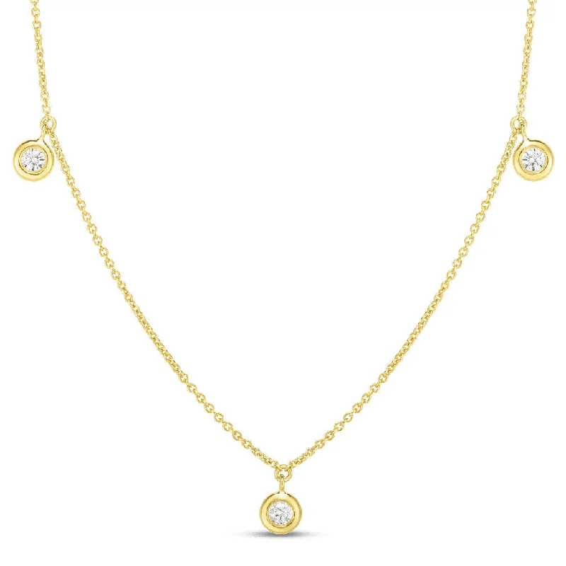 Three Diamond Drop Station Necklace