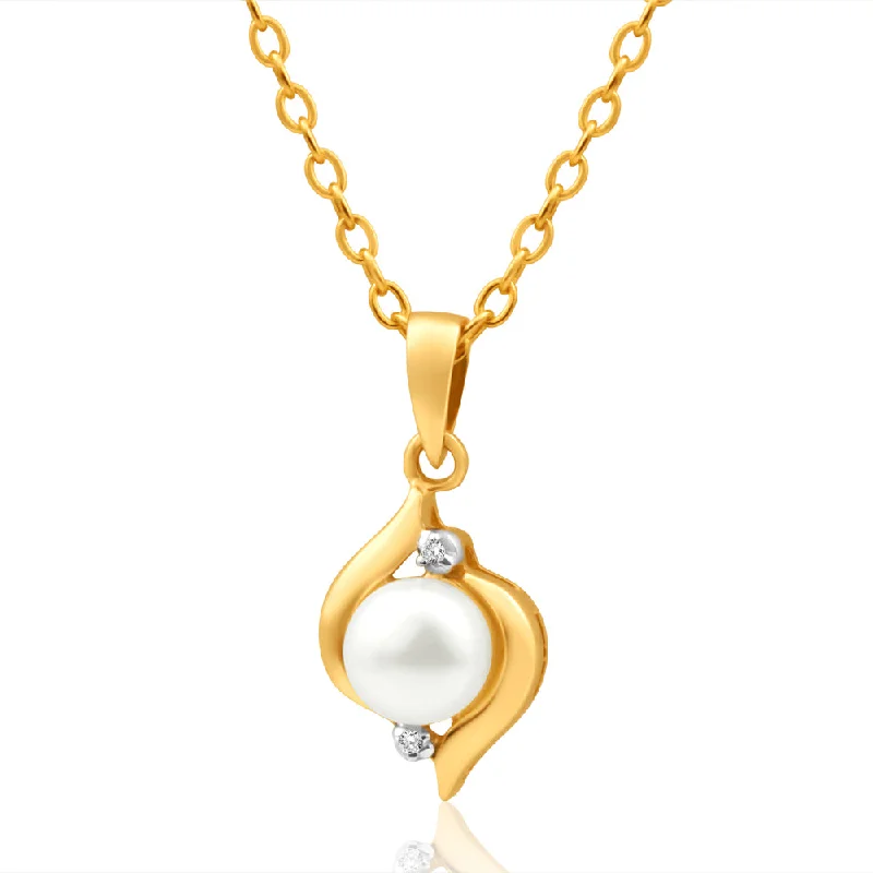 Premium Jewelry Now Available At Special Discounts 9ct Dazzling Yellow Gold Diamond + Pearl Pendant Premium Jewelry Now Available At Special Discounts 9ct Dazzling Yellow Gold Diamond + Pearl Pendant