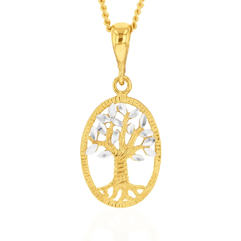 Exclusive Jewelry Sale – Sparkle For Less 9ct Yellow And White Gold Tree Of Life Diamond Cut Pendant Exclusive Jewelry Sale – Sparkle For Less 9ct Yellow And White Gold Tree Of Life Diamond Cut Pendant