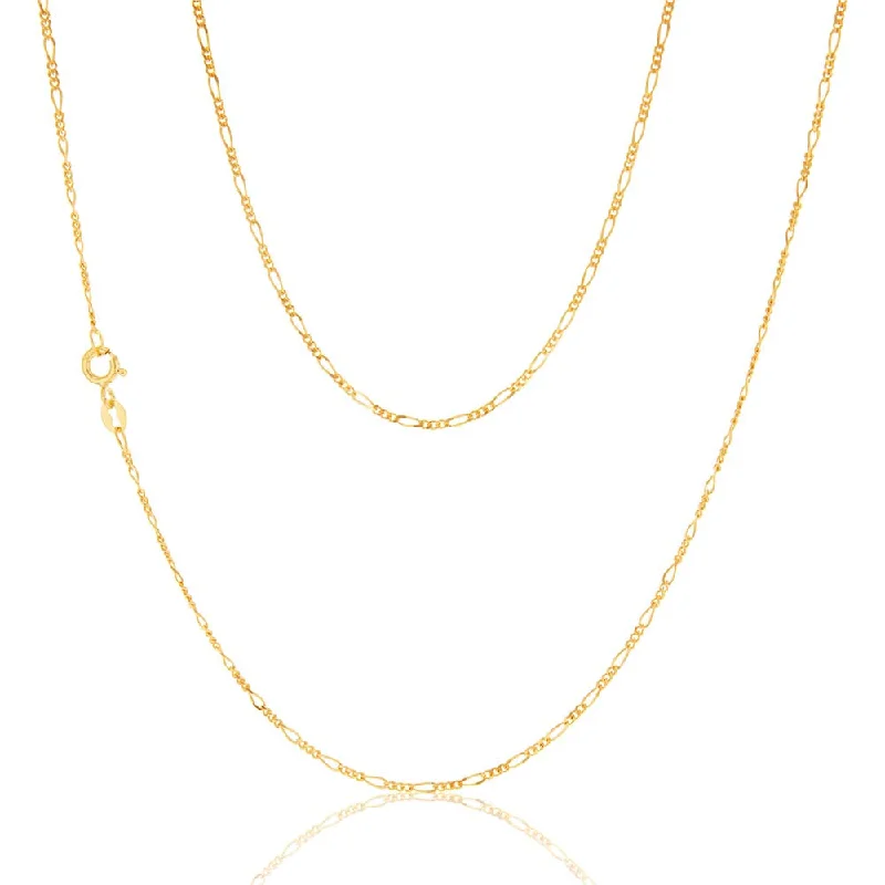 Modern Jewelry At Exclusive Discounts – Shop Today 9ct Yellow Gold 40 Gauge 1:3 Figaro 46cm Chain Modern Jewelry At Exclusive Discounts – Shop Today 9ct Yellow Gold 40 Gauge 1:3 Figaro 46cm Chain