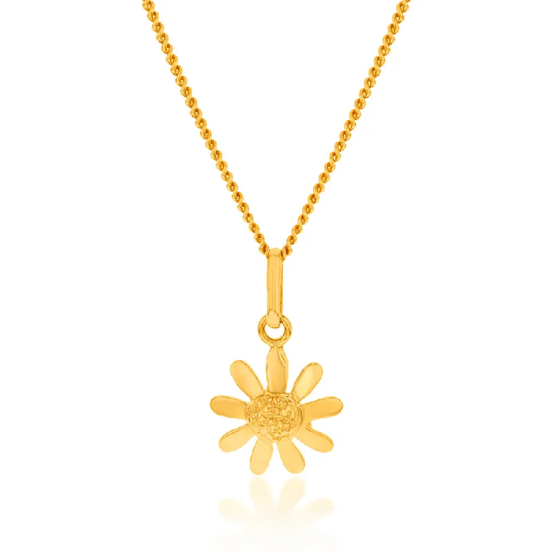 Exclusive Jewelry Markdowns – Limited-Time Offer 9ct Yellow Gold 9mm Flower Pendant