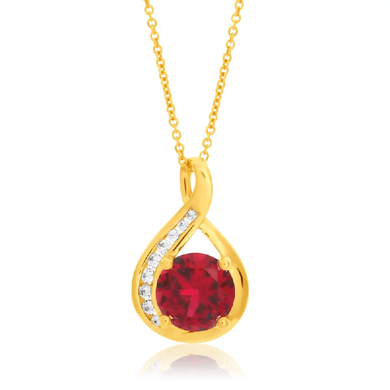 Limited-Time Jewelry Discounts – Shine Without The Splurge 9ct Yellow Gold Created Ruby and Zirconia Pendant With 45cm Chain Limited-Time Jewelry Discounts – Shine Without The Splurge 9ct Yellow Gold Created Ruby and Zirconia Pendant With 45cm Chain