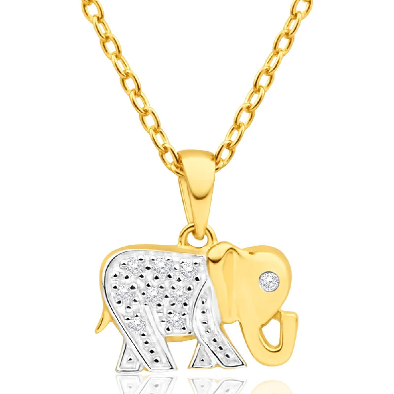 Elegant Jewelry Pieces At Unbelievable Prices 9ct Yellow Gold Diamond Elephant Pendant- Elephants Symbolise Good Luck