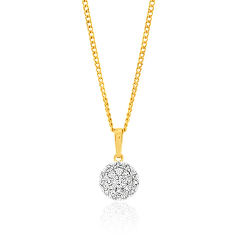 Jewelry Flash Sale – Stylish Designs At Unbeatable Rates 9ct Yellow Gold Diamond Pendant Set with 1/5 Carat of 20 Brilliant Diamonds