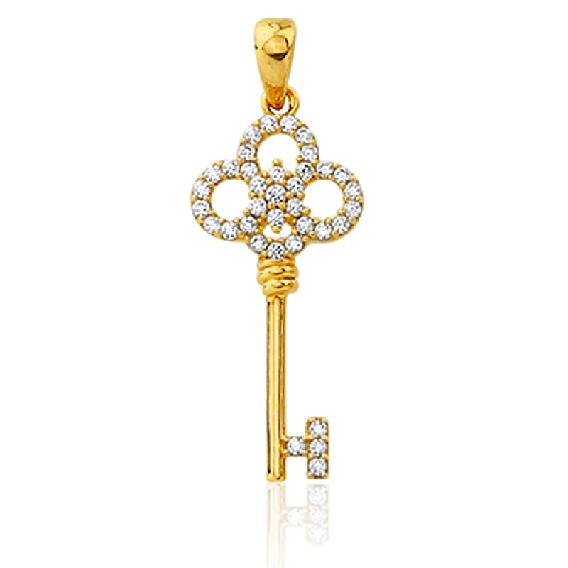 Elegant Jewelry, Exclusive Prices – Shop Now 9ct Yellow Gold Zirconia Key Pendant