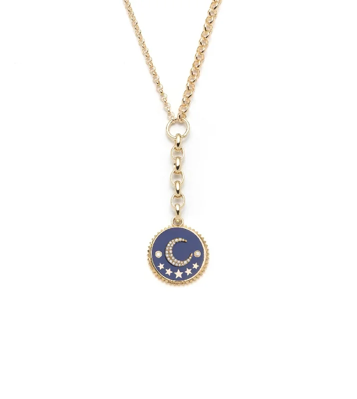 Modern Statement Jewelry For Bold Styling Blue Crescent : Champleve Medium Mixed Belcher Extension Chain Necklace Modern Statement Jewelry For Bold Styling Blue Crescent : Champleve Medium Mixed Belcher Extension Chain Necklace