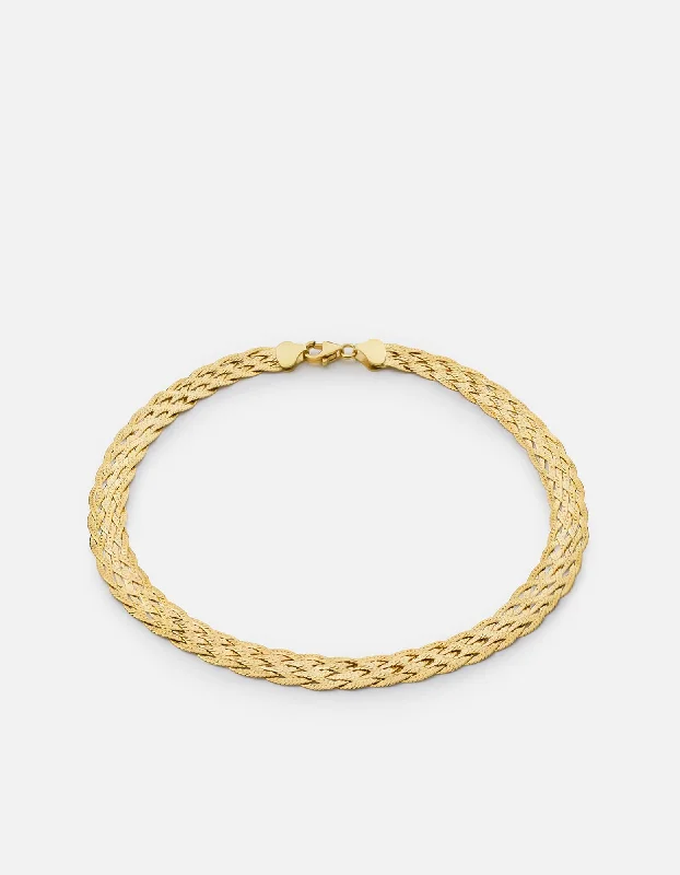 Luxury Handcrafted Jewelry For Elegant Looks Braided Herringbone Choker, Gold Vermeil