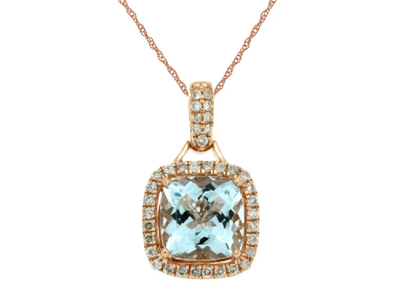 Jewelry Sale Alert – Shop Timeless Elegance Today Bremer Jewelry 14K Rose Gold Cushion Shape Aquamarine and Diamond Halo Pendant with a 14K Rose Gold Rope Necklace (1.99ctw) Jewelry Sale Alert – Shop Timeless Elegance Today Bremer Jewelry 14K Rose Gold Cushion Shape Aquamarine and Diamond Halo Pendant with a 14K Rose Gold Rope Necklace (1.99ctw)