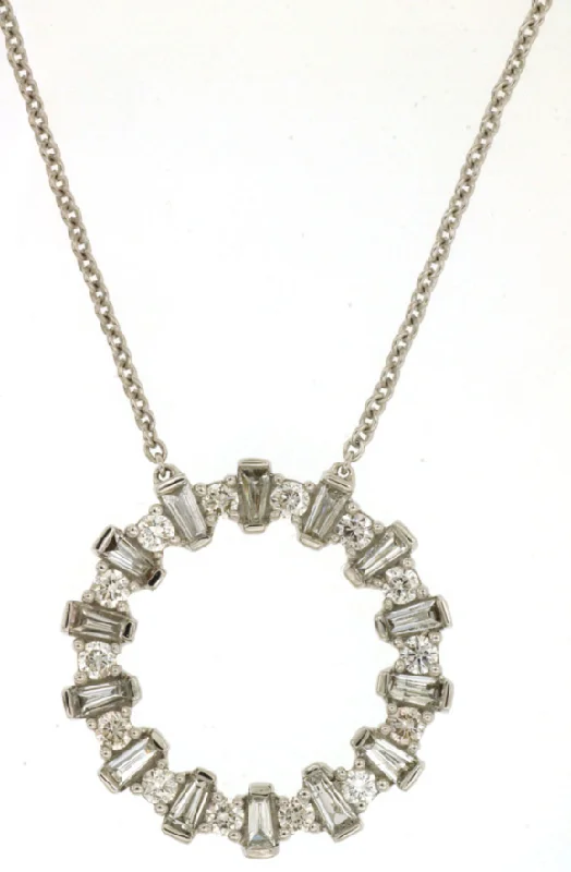 Discounted Jewelry For A Glamorous Look Bremer Jewelry 14K White Gold Round and Baguette Shape Diamond Circle Pendant with a 14K White Gold Cable Link Necklace (0.75ctw) Discounted Jewelry For A Glamorous Look Bremer Jewelry 14K White Gold Round and Baguette Shape Diamond Circle Pendant with a 14K White Gold Cable Link Necklace (0.75ctw)