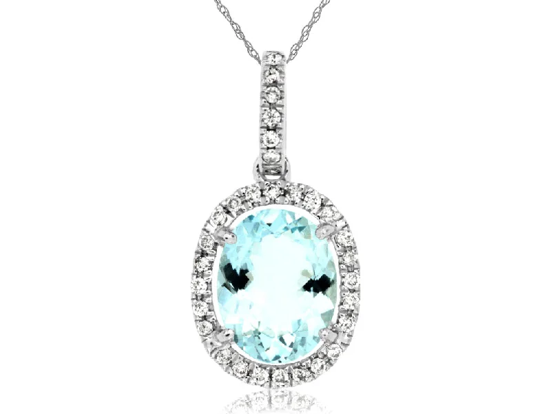 Shop Jewelry That Shines Without The High Price Bremer Jewelry 14K White Gold Oval Shape Aquamarine and Diamond Halo Pendant with a 14K White Gold Rope Necklace (2.28ctw) Shop Jewelry That Shines Without The High Price Bremer Jewelry 14K White Gold Oval Shape Aquamarine and Diamond Halo Pendant with a 14K White Gold Rope Necklace (2.28ctw)